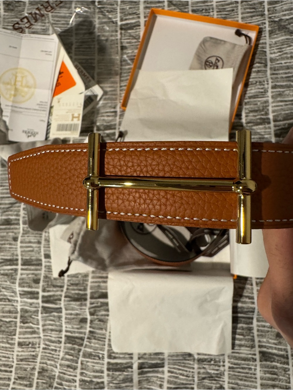 Hermes Men’s Reversible Belt 80cm Brown/Black Gold H Buckle Full Set - Picture 2 of 9